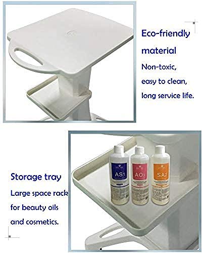 ZRABCD Carretilla Servicio Carro Salón Banco de Trabajo Móvil Limpiar,Banda Brazo Ruedas Acero Inoxidable Carretilla,por Salón de Belleza Barbería Hotel Práctico/Blanco / 42×38×72cm