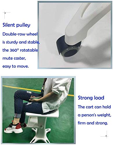 ZRABCD Carretilla Servicio Carro Salón Banco de Trabajo Móvil Limpiar,Banda Brazo Ruedas Acero Inoxidable Carretilla,por Salón de Belleza Barbería Hotel Práctico/Blanco / 42×38×72cm