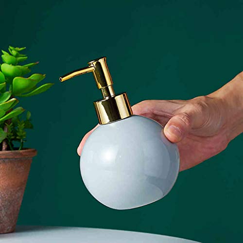 ZRJ Botellas de cerámica Redondo dispensador de jabón de la Bomba Recargable for jabón líquido casero Loción Champú Aceite de Masaje Limpiador Facial (Color : Gray)