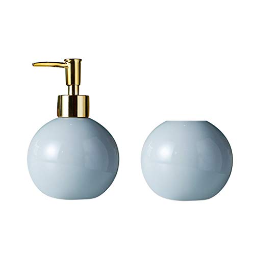 ZRJ Botellas de cerámica Redondo dispensador de jabón de la Bomba Recargable for jabón líquido casero Loción Champú Aceite de Masaje Limpiador Facial (Color : Gray)