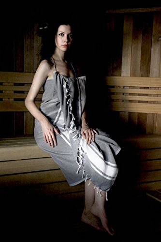 ZusenZomer Toalla Hammam XXL Sol 100x200 Gris - Fouta Playa Toalla Playa Turca Grande & Ligera - 100% Algodón - Foutas Playa Diseño Exclusivo