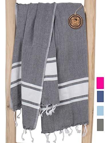 ZusenZomer Toalla Hammam XXL Sol 100x200 Gris - Fouta Playa Toalla Playa Turca Grande & Ligera - 100% Algodón - Foutas Playa Diseño Exclusivo