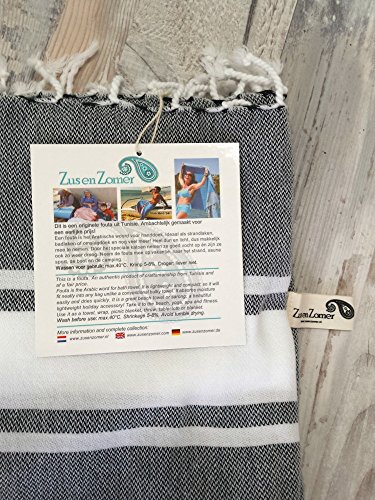 ZusenZomer Toalla Hammam XXL Sol 100x200 Gris - Fouta Playa Toalla Playa Turca Grande & Ligera - 100% Algodón - Foutas Playa Diseño Exclusivo