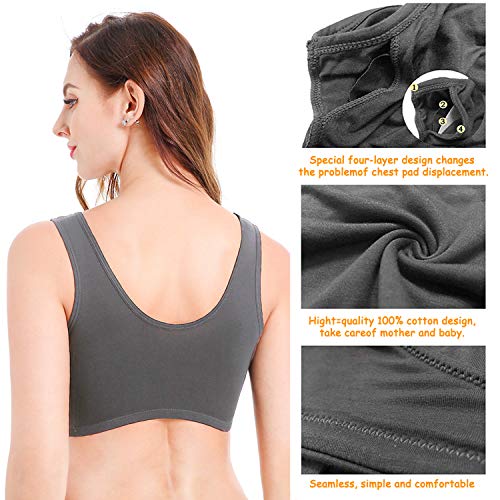 ZUXNZUX Sujetador Lactancia Mujer Maternidad Sujetadores para Premamá Enfermería Sostén Embarazada Amamantamiento Ropa Interior Bralette Sueño Relleno Comodo Transpirable -Beige/Gris L