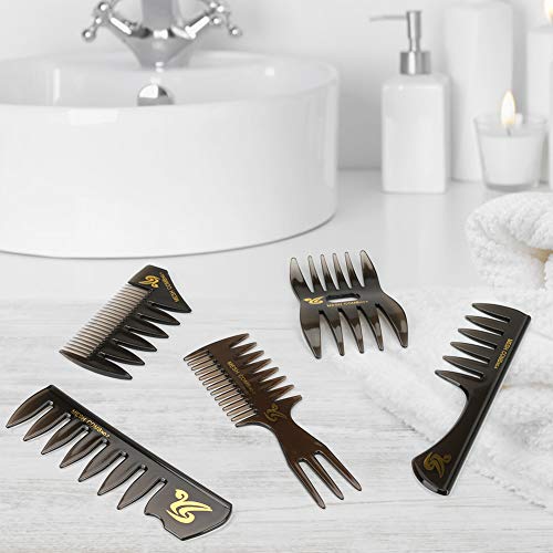 Zwini peine estilismo conjunto de 5 peine de dientes anchos anti estática peine de peluquería profesional peine conjunto para hombres niños