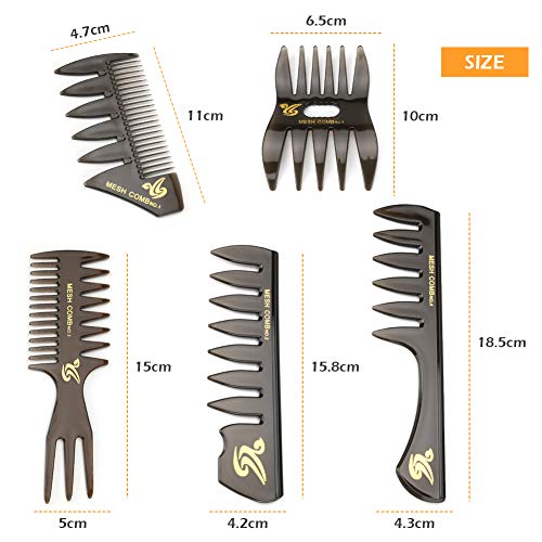 Zwini peine estilismo conjunto de 5 peine de dientes anchos anti estática peine de peluquería profesional peine conjunto para hombres niños
