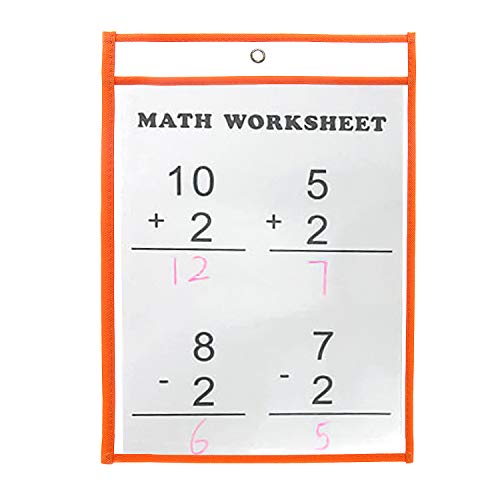 ZWOOS 10 Piezas Resuable Dry Erase Pockets Papelería Suministros, Oficina, para la Organización en el Aula y Colegio, Guardería, Ludoteca (Colores Surtidos), 35.5×25.5 cm