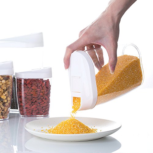 ZWOOS Plástico de Alimentos Secos Cereale Caja de Almacenamiento de La Cocina Dispensador de Contenedores con Tapa Hermética, Set de 5