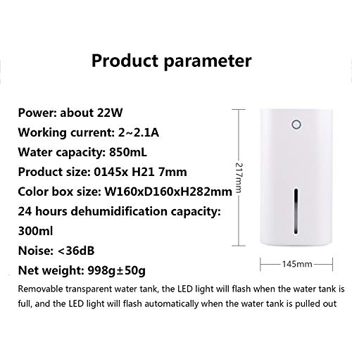 ZXLLAFT Los deshumidificadores eléctricos Mini - 300 ml/día deshumidificadores para el hogar Dormitorio Baño Sótano Armario, Zona Apagado automático portátil pequeño tamaño Deshumidificadores