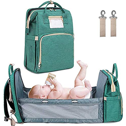 ZXLLO 3 En 1 Cuna de Viaje Cama Portabebés Cuna Ligera Convertible Viaje Al Aire Libre Camping Camping Bolsa De Almacenamiento De Viaje Multifuncional,Verde