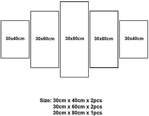 ZYJHD （No Frame Canvas Wall Art Pictures Home Decor HD Print 5 Pieces Cattle Animal Landscape Painting Freedom Highland Cow Poster Modular