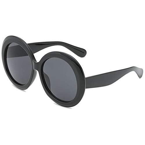 ZZ-SEN-RAN-DIAN-ZI Gafas De Sol Redondas Vintage De Gran Tamaño SFY Gafas de Sol Unisex (Color : Black Frame Gray Piece)