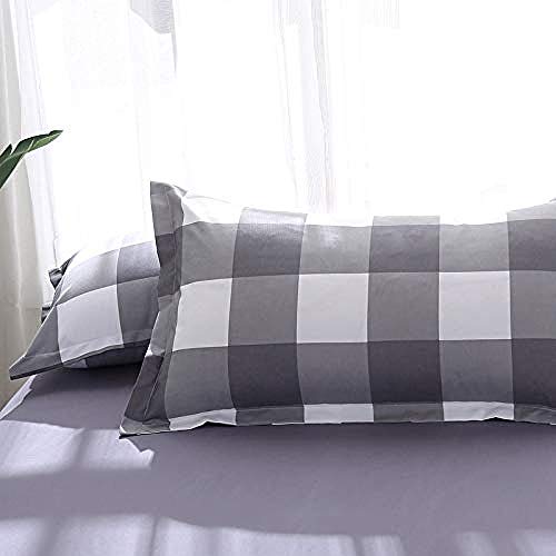 zzkds Juego de Cama con Funda nórdica, diseño de patrón a Cuadros de Moda, Juego de Funda nórdica de Microfibra y Funda B Cama 135-180x220cm