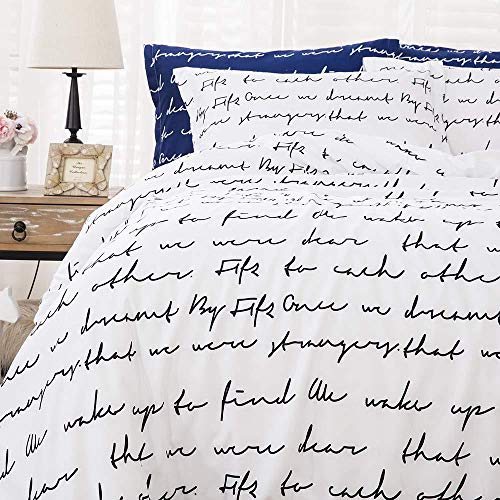 zzkds Juego de Cama Juego de Cama Doble 3 Piezas, Juego de Funda nórdica Serie Love Letter, impresión de Microfibra de poliéster código Postal Cuidado simple200*200cm