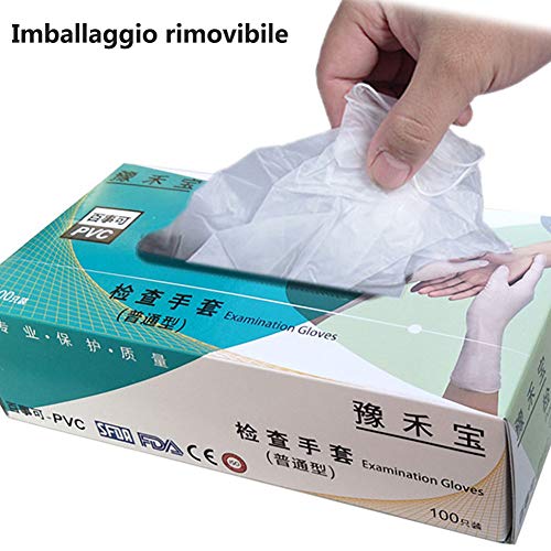 ZZLYZ Desechable De PVC Guantes Transparentes, 100 Unidades por Caja, Que Se Utilizan En La Inspección De Hospital, Laboratorio De Limpieza del Hogar, Guantes Engrosadas (Cuatro Tamaños),M
