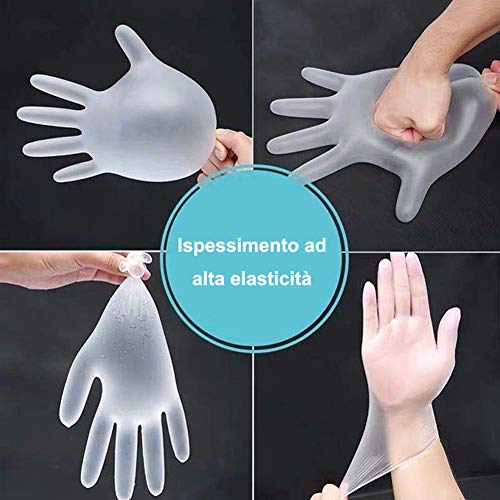 ZZLYZ Desechable De PVC Guantes Transparentes, 100 Unidades por Caja, Que Se Utilizan En La Inspección De Hospital, Laboratorio De Limpieza del Hogar, Guantes Engrosadas (Cuatro Tamaños),M