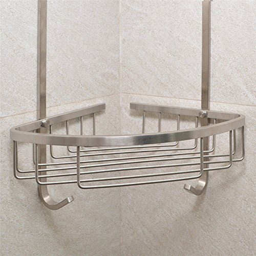 - Estante esquinero para ducha con 2 estantes, no es necessario prácticas agujeros sul muro para instalación, de aluminio, con de ganchos