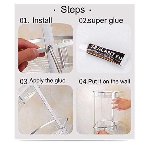 - Estante esquinero para ducha con 2 estantes, no es necessario prácticas agujeros sul muro para instalación, de aluminio, con de ganchos