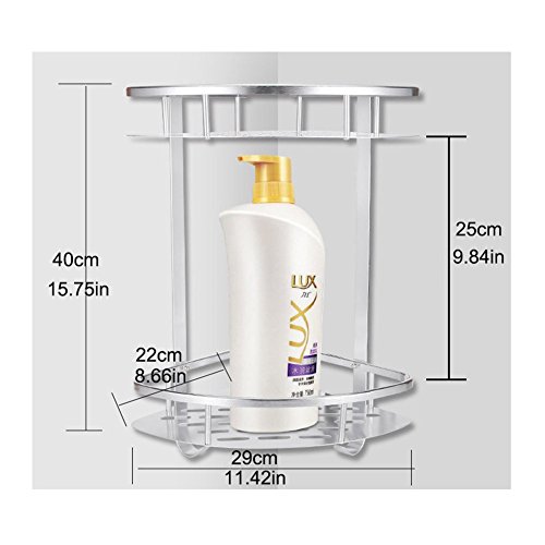 - Estante esquinero para ducha con 2 estantes, no es necessario prácticas agujeros sul muro para instalación, de aluminio, con de ganchos