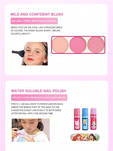 0BEST Juego Juguetes Maquillaje para niños, Caja Belleza portátil Lavable para niñas, Juguete Maquillaje para niñas, Regalo cumpleaños Navidad de Halloween