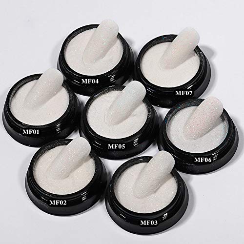 1 Caja Láser Brillante Azúcar Brillo de uñas Polvo Nail Art Pigmento Polvo Manicura Decoraciones Negro Blanco