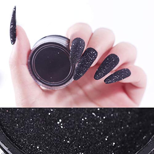1 Caja Láser Brillante Azúcar Brillo de uñas Polvo Nail Art Pigmento Polvo Manicura Decoraciones Negro Blanco