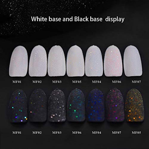 1 Caja Láser Brillante Azúcar Brillo de uñas Polvo Nail Art Pigmento Polvo Manicura Decoraciones Negro Blanco