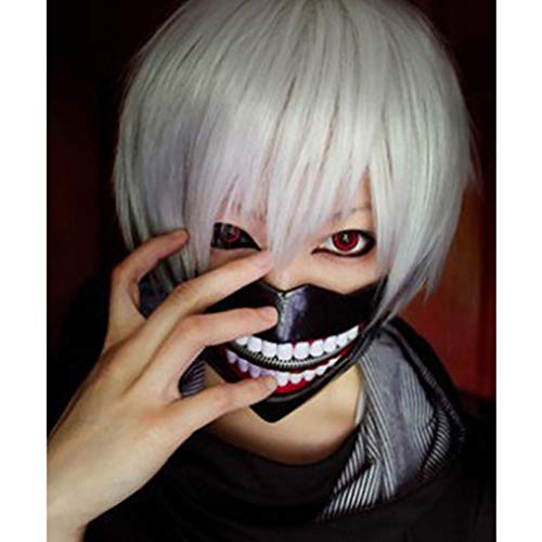 1 juego de máscaras 3D de Tokyo Ghoul Kaneki Ken para cosplay con parche de ojos, máscara de fiesta de Halloween, accesorios para hombre y mujer (negro) disfraz de Halloween