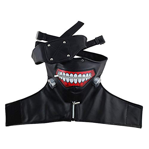 1 juego de máscaras 3D de Tokyo Ghoul Kaneki Ken para cosplay con parche de ojos, máscara de fiesta de Halloween, accesorios para hombre y mujer (negro) disfraz de Halloween