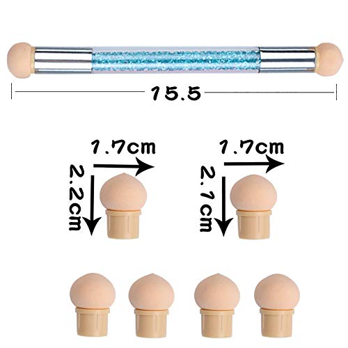 1 unid Cepillo de Uñas Esponja Cepillo Pinceles para decoración artística de uñas, esponjas artísticas lápiz de sombreado con doble punta con 4 Cabezas de Repuesto