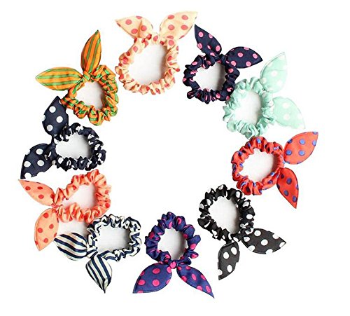 10 bandas elásticas de goma para el cabello, para niñas, con lazos, elásticas, algodón, herramientas de peluquería, accesorios para el cabello