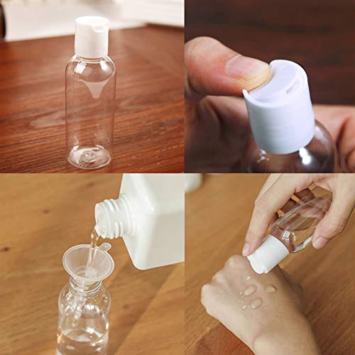 10 Pcs Trasparente Bottiglie da Viaggio,Bottigliette Ricaricabili con Tappo a Pressione con Due Imbuti Bottiglie Vuoto Trasparente per Lozioni Liquide, Bottiglie Plastica vuote da Viaggio (100 ml)
