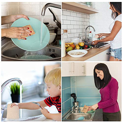 10 Piezas Loofah Esponja, Loofah Para Lavar Platos, Natural Esponja Estropajo, para Cocina, Biodegradable, Cero Residuos(7*11 cm)