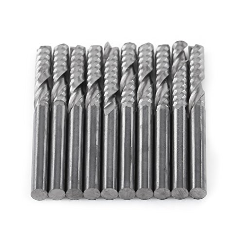 10 unids molino de extremo de carburo de tungsteno sola flauta fresadora espiral CNC fresas rotativas conjunto Router Bits 3.175x22 mm