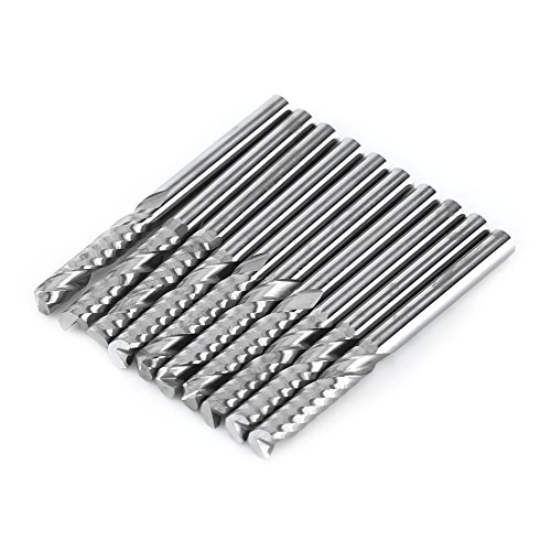 10 unids molino de extremo de carburo de tungsteno sola flauta fresadora espiral CNC fresas rotativas conjunto Router Bits 3.175x22 mm