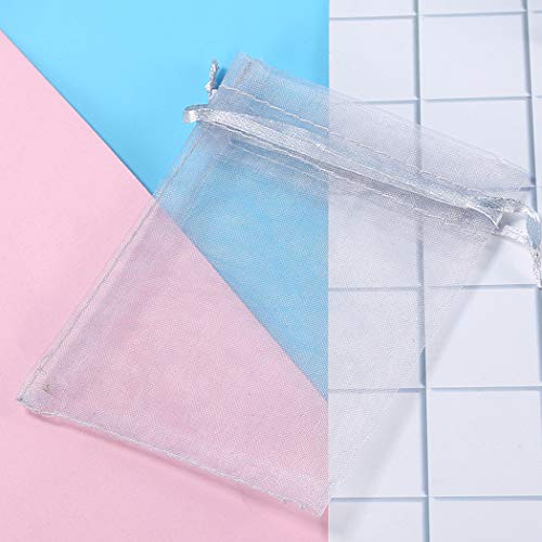 100 Piezas Bolsas de Organza para Boda Bolsitas Transparentes para Joyas Regalos Recuerdos Caramelos Dulces Fiestas 13 x 18cm Color Gris