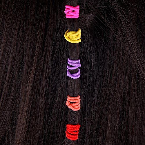 100 Piezas Elásticos de Pelo Coleteros Lazo de Pelo no Metal Banda Elástica de Pelo de Niñas de Multicolor (3,5 x 0,2 cm)