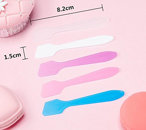 100 unidades de longitud de 3,2 pulgadas desechables de plástico cosmético crema loción cuchara de maquillaje espátula palo facial máscara cuchara para mezclar y muestreo DIY herramienta de belleza