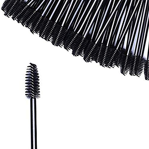 100Pcs Desechables Cepillos de Pestañas de Varitas Rímel Kit de Maquillaje Pinceles Aplicadores, Negro