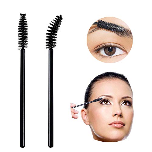 100Pcs Desechables Cepillos de Pestañas de Varitas Rímel Kit de Maquillaje Pinceles Aplicadores, Negro