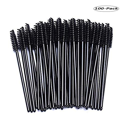 100Pcs Desechables Cepillos de Pestañas de Varitas Rímel Kit de Maquillaje Pinceles Aplicadores, Negro