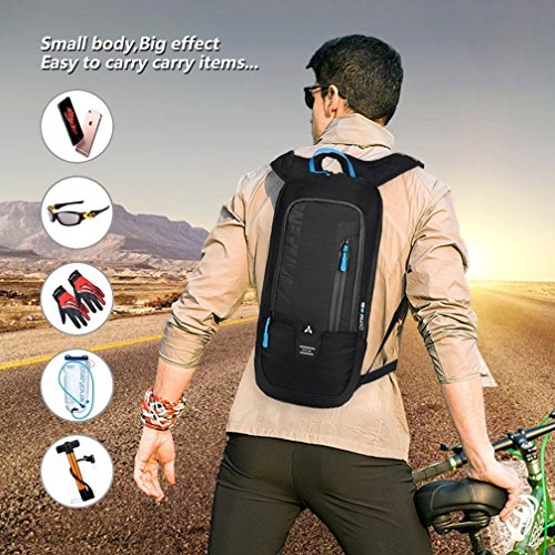 10L Mochilas de Hidratacion Ciclismo al Aire Libre de Unisex Multifuncional Impermeable de Poliester Para Viaje (negro)