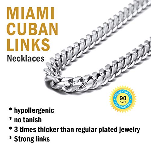 10mm Ancho 24 Pulgadas Longitud Joyería Típica Europea Hombre Mujer Acero Inoxidable Cadena Curb Cubano Miami Gruesa Brillo Veneciana Grabado Gratis