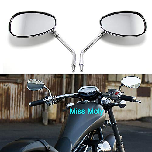 10mm Motocicleta Espejos Laterales de Barra, Cromo M10 Espejos Retrovisores para Bicicleta Deportiva Shadow VTX CBR ZX Chopper Street
