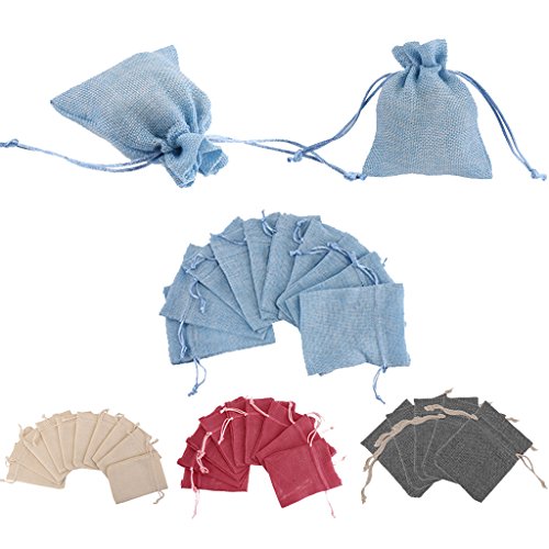 10pcs Bolsas de Regalo Saco de Joyas Yute Cordón para Boda -Gris