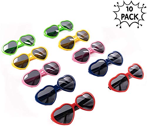 10pcs Corazón Gafas De Fiesta, Neón Gafas De Sol Para Adultos Y Niños, Relleno Perfecto Para Fiestas Regalos, Novedad Juguete, Props Carnaval Disfraz Cumpleaños Accesorios Decoraciones