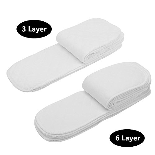 10pcs Pañales De Tela De Algodón Lavable Pañales Reutilizables De Alta Absorbencia Suave y Seguro Inserta Revestimientos En Todas Las Pieles Recién Nacidos Bebés Pequeños Recién(Insertar 3 Capas)