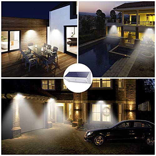 1100lm La luz solar 48 LED 4500mAh de una aleación de aluminio, impermeable al aire libre, radar de sensores de movimiento, aplicable en el porche, el jardín, el patio, el garaje -La Cálida Luz Blanca