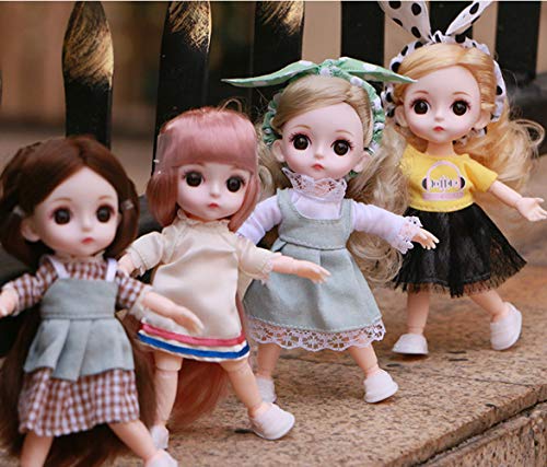 1/12 Princesa Muñeca BDJ Juguete Niña Cabello De Ojos Brillantes Hermoso Vestido Juntas Flexibles Jugar A La Casa Cumpleaños Regalo 16CM,G