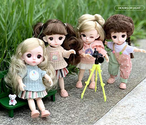 1/12 Princesa Muñeca BDJ Juguete Niña Cabello De Ojos Brillantes Hermoso Vestido Juntas Flexibles Jugar A La Casa Cumpleaños Regalo 16CM,G